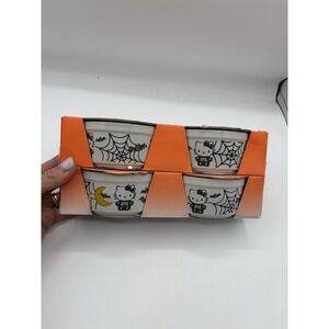 Hello Kitty Ramekins Halloween Set Of 4 NWT Bats Spiderwebs‎